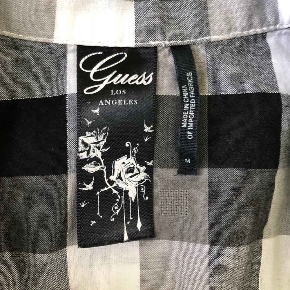 GUESS Los Angeles black grey & white buttoned up sleeveless Dress Medium - Picture 7 of 8